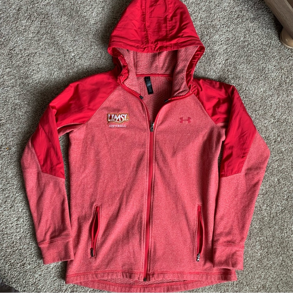 Under Armour Women’s Red Fleece Hooded Jacket UMSL Univ St Louis Softball Medium